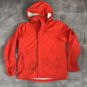 Men's Marmot Membrain Red Lined Hooded Full Zip Waterproof Rain Coat Jacket Sz M